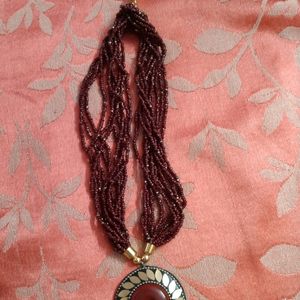 Maroon Spicies Beads Necklace