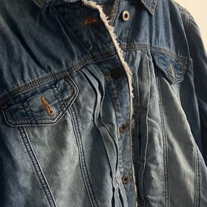 Denim Jacket With Shearling And Hoodie