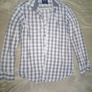 Check White And Grey Men Shirt