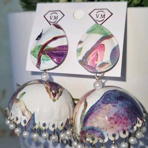 German Silver jhumka | Purple Color