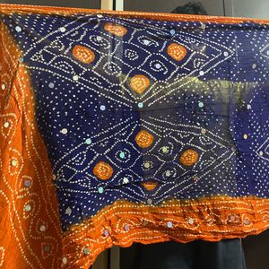 Orange And Blue Colour Navratri Lehenga Choli