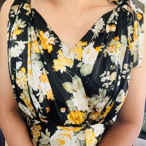 Tie Up Floral Dress