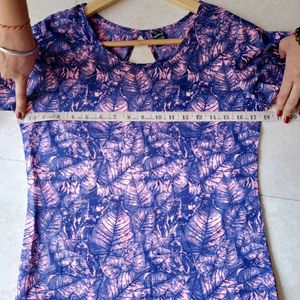 Pink Leaf Print Top