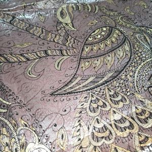 Mauve Silk Saree Peacock Elephant Motifs