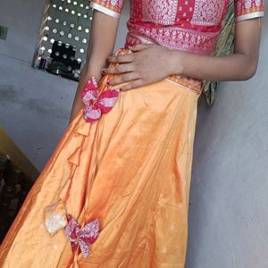 Orange Lehenga Choli With Red Blouse