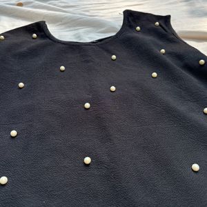 Black High Low Pearl Top