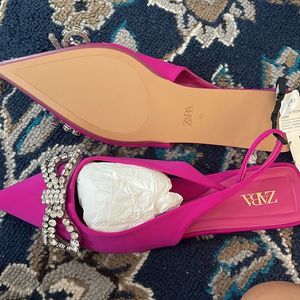 Magenta Pink Bow Flats Zara Inspired