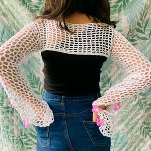 Crochet Bolero With Slit Sleeves