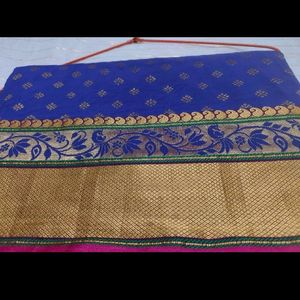 Blue +pink Combination Saree