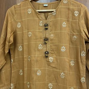 Brown Stylish Lurex Embroidery Kurta