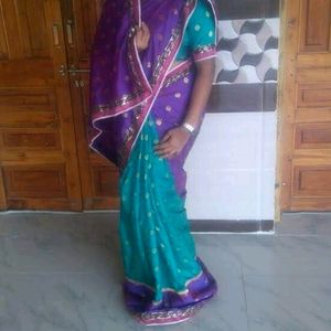 Very nice Purple N Sea Green Color Saree