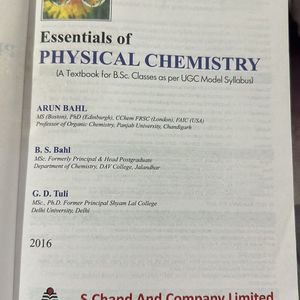 Essentials of Physical chemistry By Arun Bahl