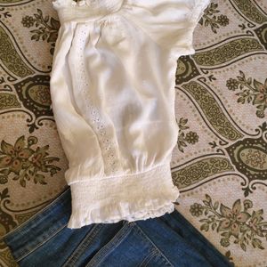 Off Shoulder Coquette Top Cream