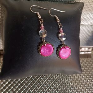 Pink Clay earrings With crystals