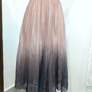 Dual Coloured Pleated Midi Skirt