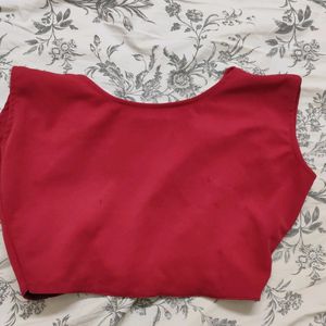 Bright Red Blouse And Crop Top For Casual Occasion