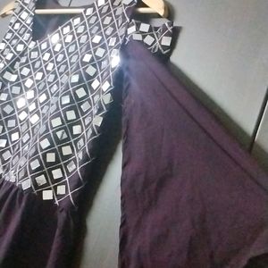 Purple Mirror Work Gown