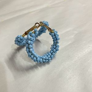 Light Blue Beads Hoop Earring