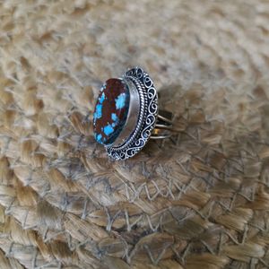 Silver Statement Ring With Tibetan Turquoise