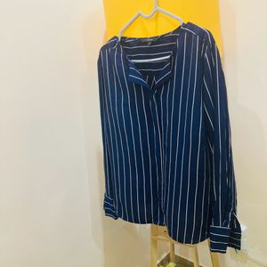 Blue And White Striped Elegant Formal Top