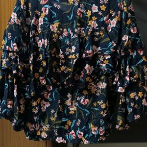 Floral Print Flared Top