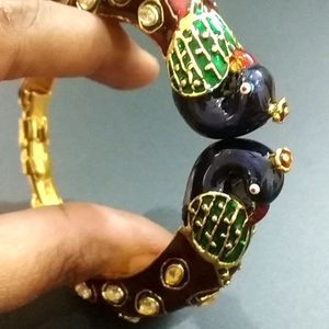 Adjustable Enamelled Peacock Bangle