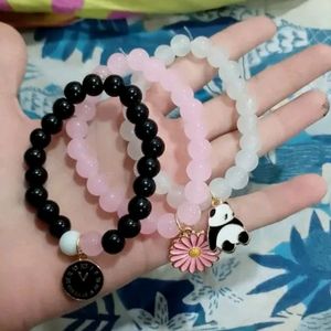 Dainty Daisy,Panda,Hearts, Glass,Marble Beads Brac