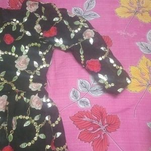 Black Colour Suit With Floral Print