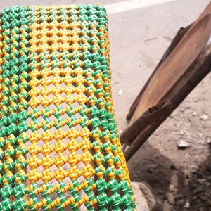 Hand Made Yellow With Green Striped Wire Bag