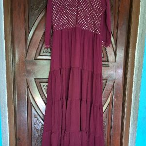 Anarkali Gown In Marron