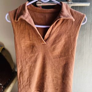 Collar V Neck Top