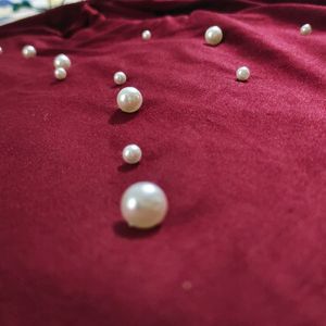 Shein Burgundy Pearl Tshirt