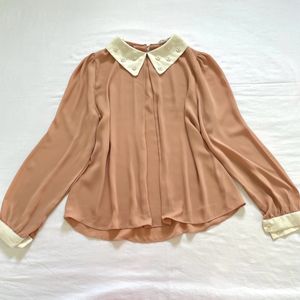 Peter Pan Collar Pinterest Korean Blouse Shirt