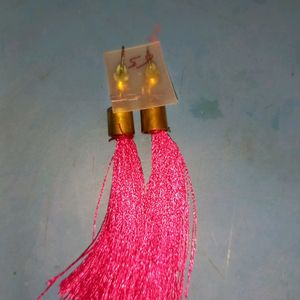 Pink Thread Earring