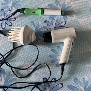 Braun Hair Dryer With Attachment And Hai Curler