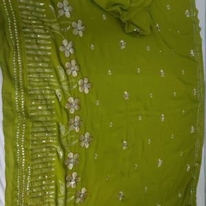 Olive Green Saree