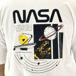 Oversize NASA Printed White Cotton New Tshirt