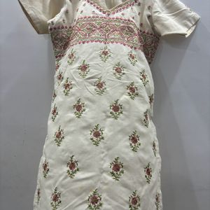 Cream Colored Chikan Embroidered Suit