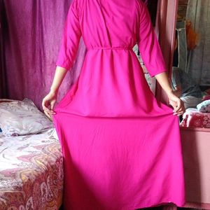 Long Rose Pink Dress For Women