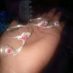 Real Silver Baby Bangels With Rings