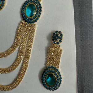 AD Jewellery Set - Beautiful Necklace With Earring