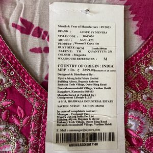 Pink Anarkali Kurta And Trousers Set For Women