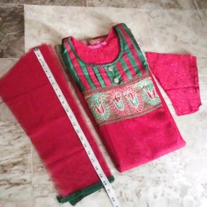 Brand New Ethnic Embroidery Red Net Kurti Dress