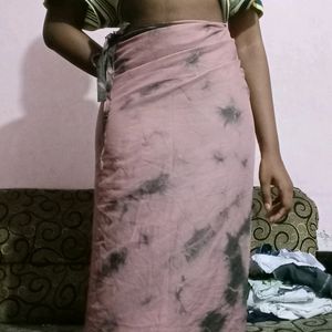 Pink Tie And Dye Wrap Long Skirt