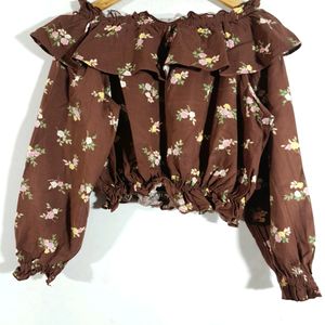 Brown Floral Printed Top (Women's)