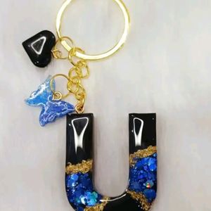 Resin Keychain Alphabet U