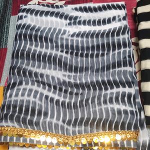 Combo Of 2💥 Black And White Georgette Saree