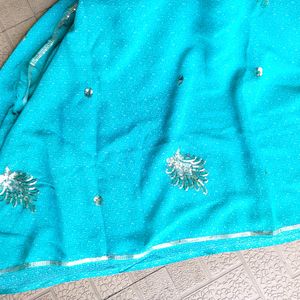 Cyan Saree Simple