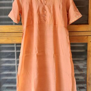 Peach Coloured High Slit Kurta