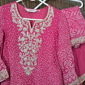 Biba Festive Kurta With Plazzo And Duppatta